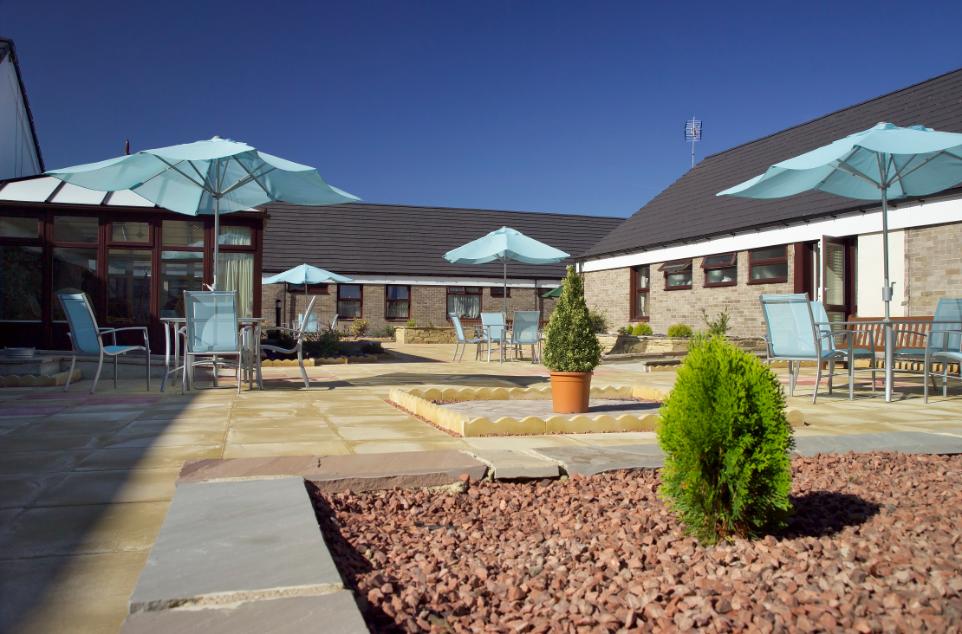 Patio area at greatwood house care home